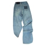 画像5: Ladies Embroidery Logo Stretch Straight Denim Jeans レディース　ストレッチ　刺繍　ロゴ　ストレート　デニム　ジーンズ (5)