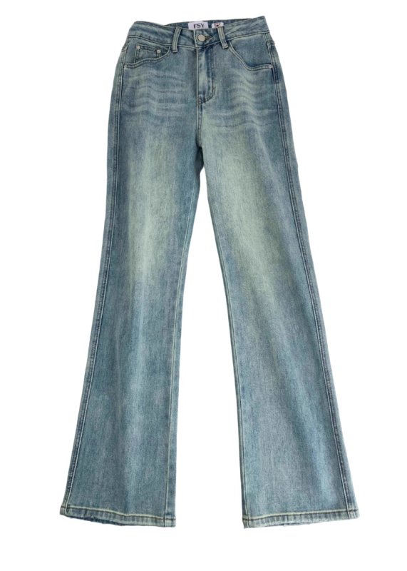 画像6: Ladies Embroidery Logo Stretch Straight Denim Jeans レディース　ストレッチ　刺繍　ロゴ　ストレート　デニム　ジーンズ (6)