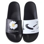 画像1: Broken swoosh x Flower chrysanthemums Flat Sandals  slippers ユニセック男女兼用 ブロークン スウォッシュ x 菊 レザーフリップフロップサンダルシャワーサンダル ビーチサンダル　 (1)