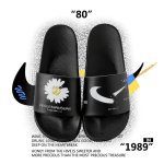 画像4: Broken swoosh x Flower chrysanthemums Flat Sandals  slippers ユニセック男女兼用 ブロークン スウォッシュ x 菊 レザーフリップフロップサンダルシャワーサンダル ビーチサンダル　 (4)