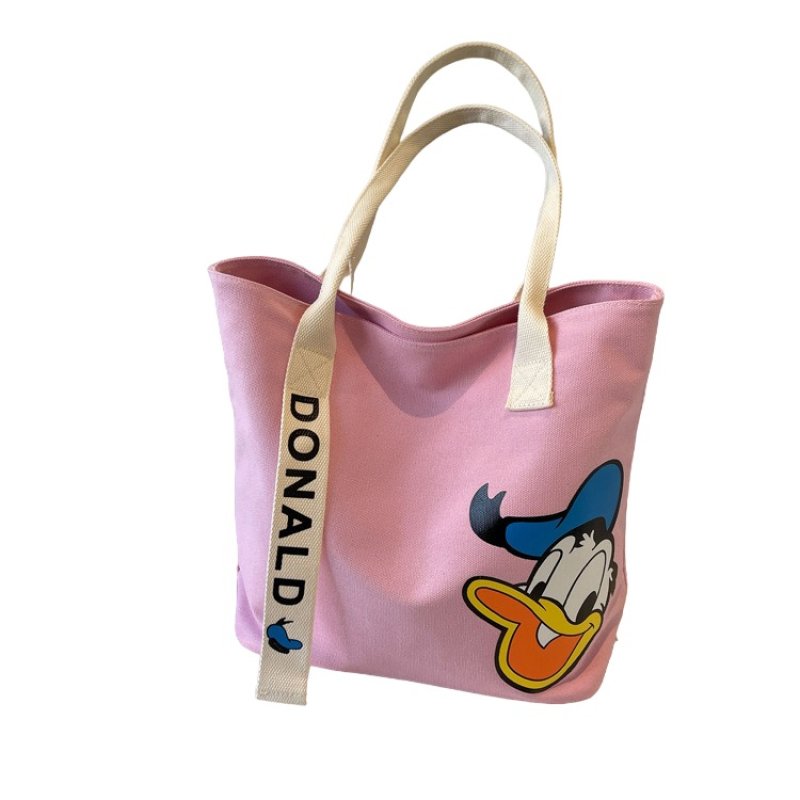 画像4: 24 Unisex Mickey,Minnie,Donald and Daisy Printed  Canvas Tote Bag with Zip ユニセックス　男女兼用  ミッキー　ミニー　ドナルド　デイジー　プリント　トートバッグ (4)