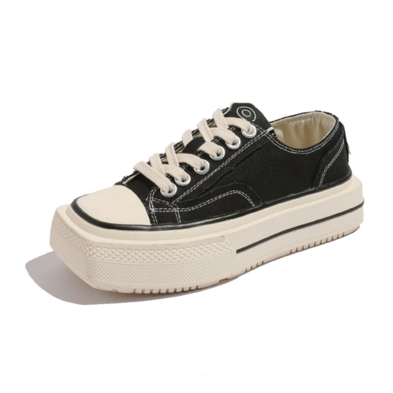 画像2: Square Toe Basic High Sole Sneakers スクエア　トゥ　ベーシック　ハイソール　厚底　スニーカー　size36-40 (2)