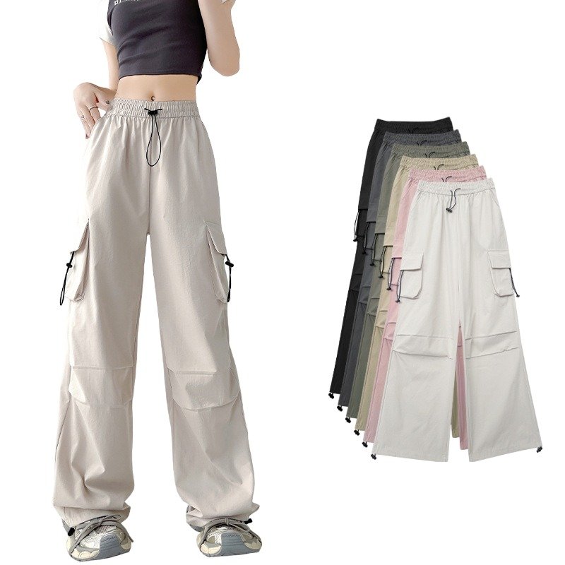 画像1: Ladies Wide Loose Cargo Casual Pant レディース　ワイド　ルーズ　カーゴパンツ　カジュアル (1)