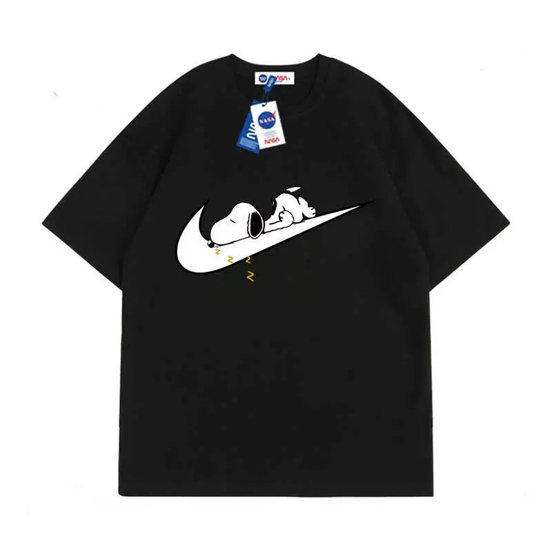 画像1: Unisex NASA  JUST DO IT LATER snoopy Print T-shirt ユニセックス 男女兼用 JUST DO IT LATER スヌーピープリント 半袖 Tシャツ (1)
