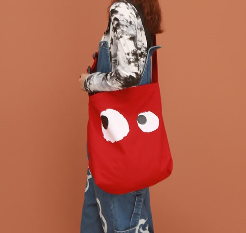 画像4: Unisex Eyeball Canvas Crossbody Shoulder Bag 　ユニセックス　男女兼用 アイボール目玉プリントキャンバスショルダー斜め掛けトートバッグ (4)