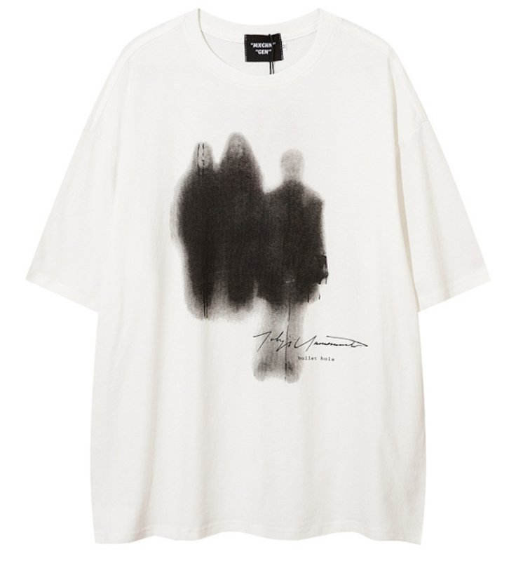 画像5: Unisex graffiti shadow print short-sleeved T-shirt  ユニセックス男女兼用グラフィックシャドー落書きプリントラウンドネック半袖 Tシャツ (5)