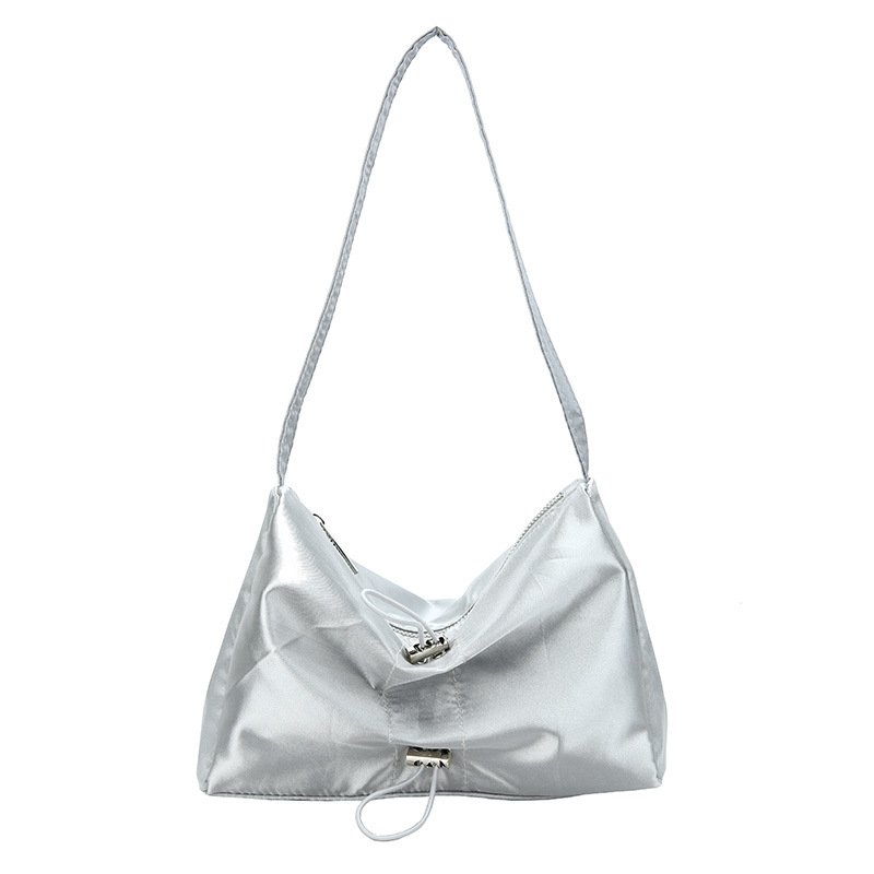 画像3: Unisex bow design drawstring pleated shoulder tote bag 　ユニセックス　男女兼用 巾着リボンアンダーアームトートショルダートートバッグ (3)