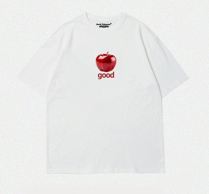 画像1:  Unisex Apple & GOOD logo T-shirt  ユニセックス 男女兼用 アップル＆GOODロゴ Tシャツ 可愛いデザイン (1)
