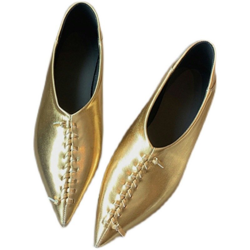 画像7: Women’s Pointed toe mesh leather flat pumps shoes 　ポインテッドトゥメッシュ レザーフラットパンプスシューズ (7)