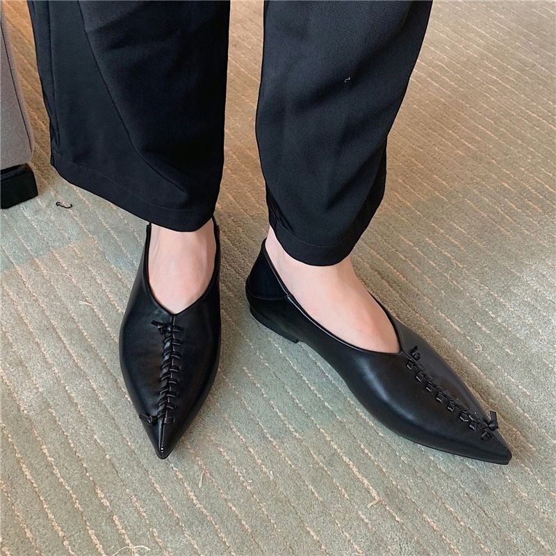 画像3: Women’s Pointed toe mesh leather flat pumps shoes 　ポインテッドトゥメッシュ レザーフラットパンプスシューズ (3)