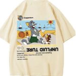 画像1: 24 Copperlom TOM &JERRY alphabet cartoon anime Instagram tshirt オーバーサイズ ユニセックス 男女兼用 トム＆ジェリー プリント インスタグラム Copperlom レターロゴ入り 半袖Tシャツ (1)