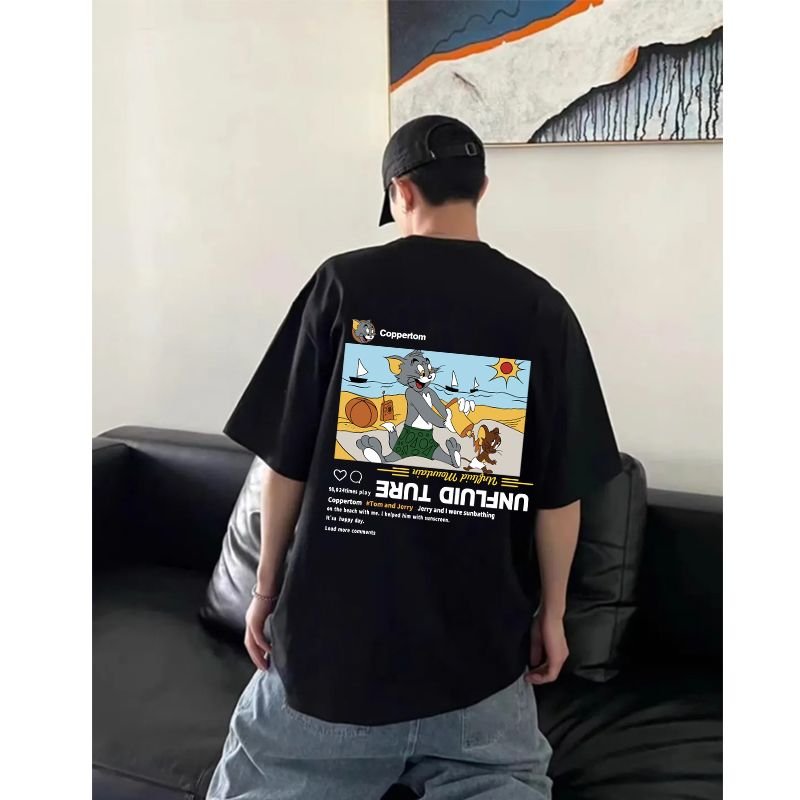 画像3: 24 Copperlom TOM &JERRY alphabet cartoon anime Instagram tshirt オーバーサイズ ユニセックス 男女兼用 トム&ジェリー プリント インスタグラム Copperlom レターロゴ入り 半袖Tシャツ (3)