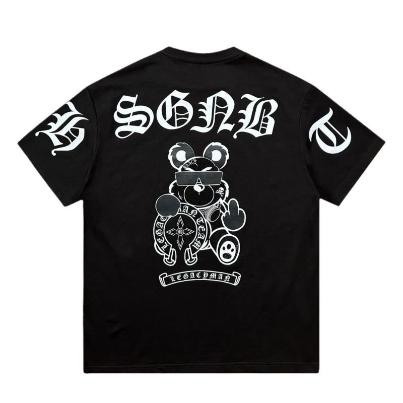 画像1: Unisex CH design Fuck Bear Rhinestone Tee T Shirt ユニセックス　男女兼用　CH　デザイン　ファック　ベア　クマ　熊　ラインストーン　Tシャツ　トップス (1)