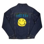 画像1: Unisex Vintage Design NIRVANA Logo Denim Jacket ユニセックス　男女兼用　ヴィンテージ　デザイン　ニルヴァーナ　ロゴ　デニム　ジャケット　Gジャン　ブルゾン (1)