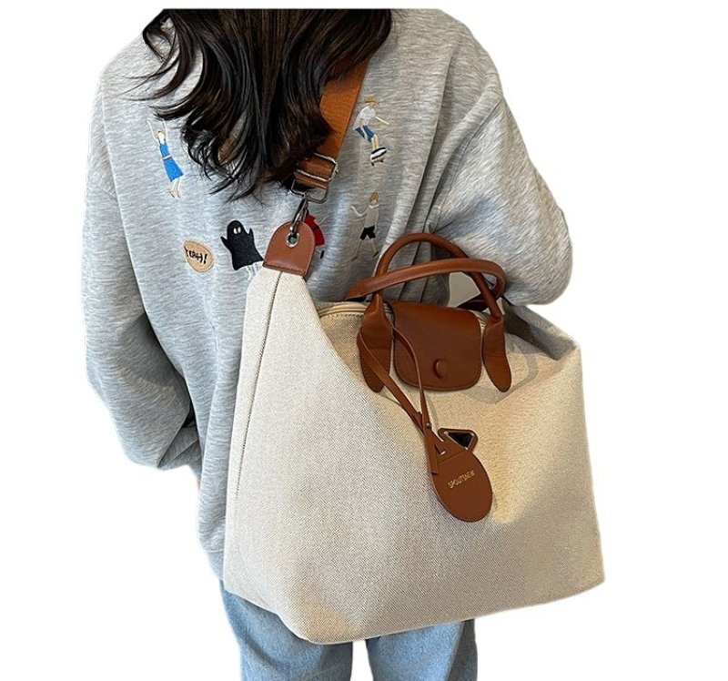 画像2: 24 Unisex Canvas Big Hand Shoulder Tote Bag Travel ユニセックス　男女兼用　キャンバス　ハンド　ショルダー　トート　バッグ　鞄　旅行 (2)