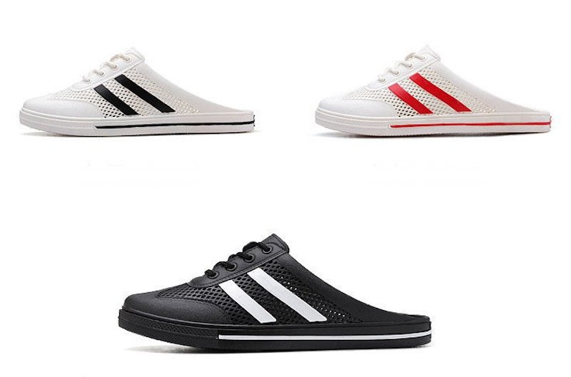 画像4: 2-line lace-up sandals and slippers　ユニセック男女兼用メッシュ2本ラインレースアップサンダル スリッパ (4)