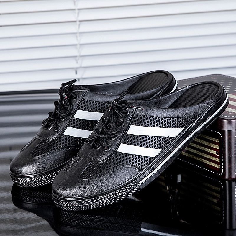 画像11: 2-line lace-up sandals and slippers　ユニセック男女兼用メッシュ2本ラインレースアップサンダル スリッパ (11)