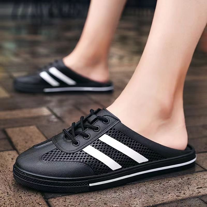 画像8: 2-line lace-up sandals and slippers　ユニセック男女兼用メッシュ2本ラインレースアップサンダル スリッパ (8)