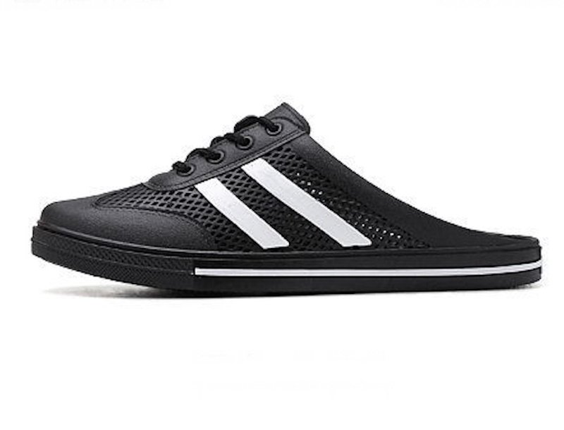 画像1: 2-line lace-up sandals and slippers　ユニセック男女兼用メッシュ2本ラインレースアップサンダル スリッパ (1)