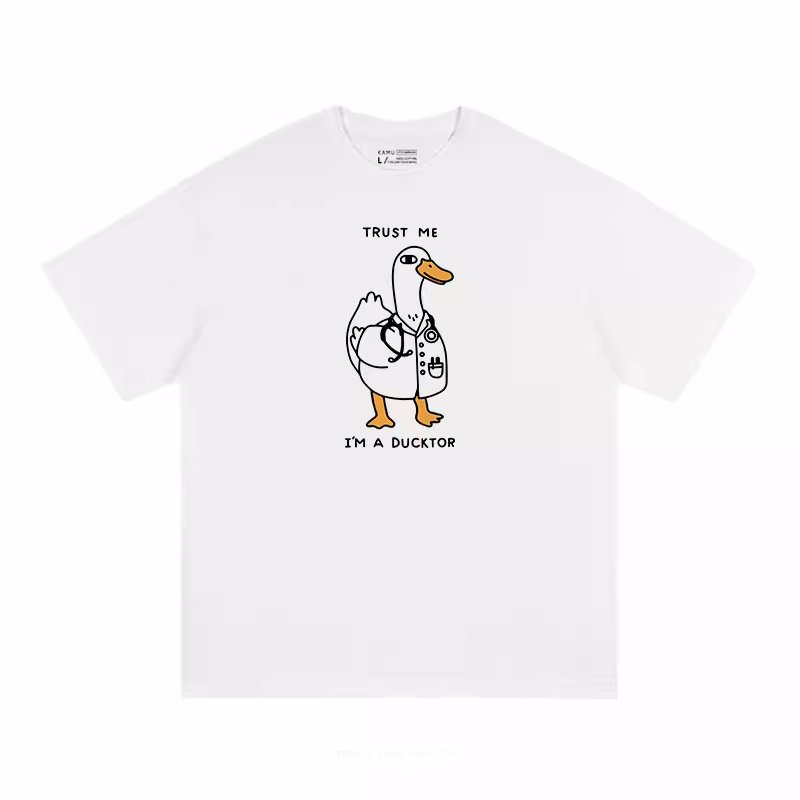 画像1: Unisex doctor duck print short sleeve T-shirt　ユニセックス 男女兼用 doctor duckアヒルプリント 半袖T シャツ (1)