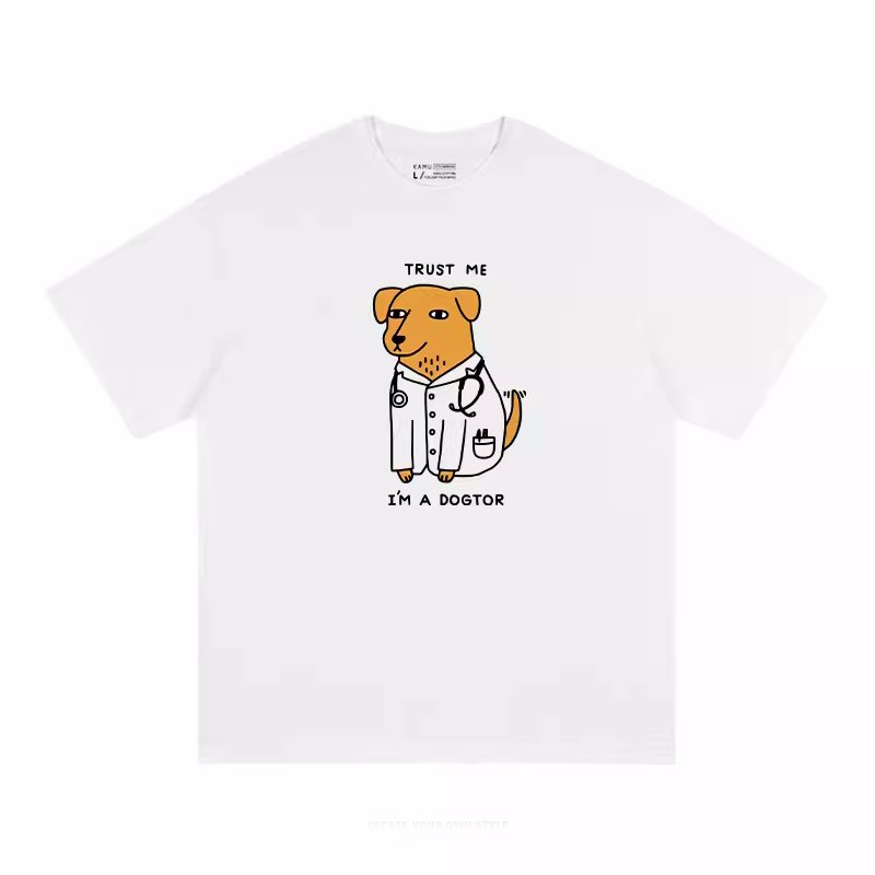 画像2: Unisex doctor dog print short sleeve T-shirt　ユニセックス 男女兼用 doctor dogドッグ犬プリント 半袖T シャツ (2)