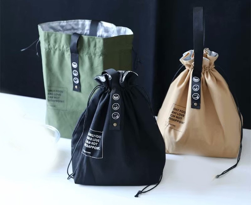 画像6: Unisex Drawstring Tin Foil Insulated Cold Portable Lunch Box 　ユニセックス　男女兼用 スマイルコールドポータブルランチボックストートバッグ (6)