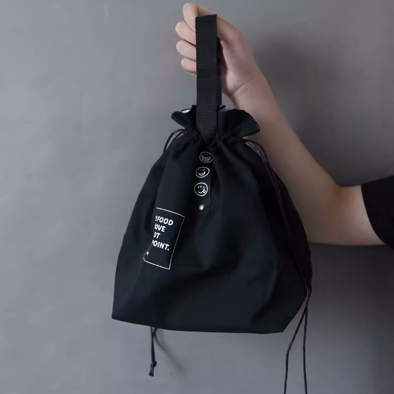 画像3: Unisex Drawstring Tin Foil Insulated Cold Portable Lunch Box 　ユニセックス　男女兼用 スマイルコールドポータブルランチボックストートバッグ (3)