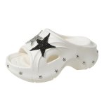 画像1: Rhinestone Star Platform Clock Sandal Slippers  ユニセックス 男女兼用厚底プラットフォームラインストーンスター星サンダル シャワーサンダル ビーチサンダル スニーカー　 (1)
