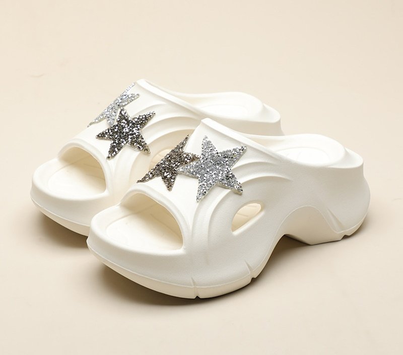 画像10: Rhinestone Star Platform Clock Sandal Slippers  ユニセックス 男女兼用厚底プラットフォームラインストーンスター星サンダル シャワーサンダル ビーチサンダル スニーカー　 (10)