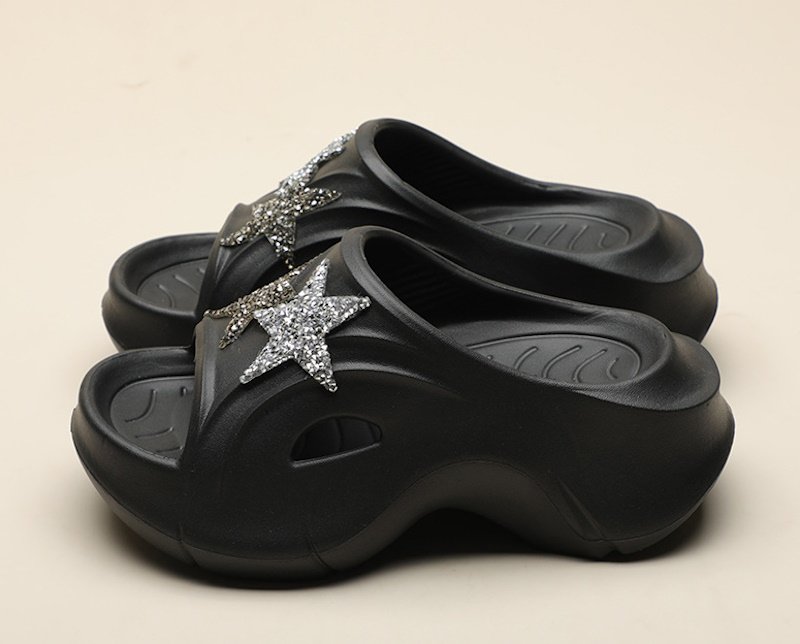 画像12: Rhinestone Star Platform Clock Sandal Slippers  ユニセックス 男女兼用厚底プラットフォームラインストーンスター星サンダル シャワーサンダル ビーチサンダル スニーカー　 (12)