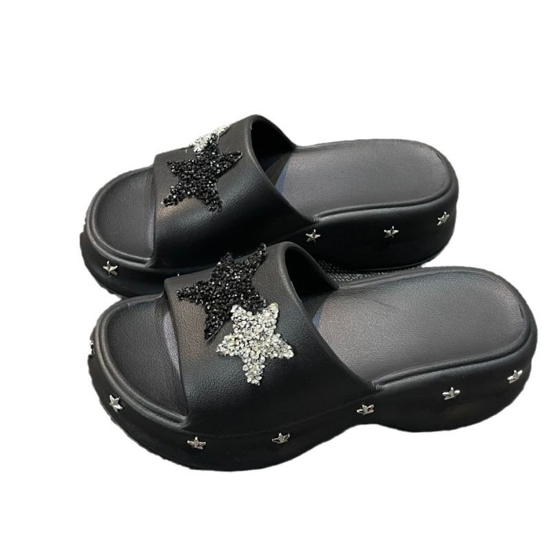 Rhinestone Star Platform Clock Sandal Slippers ユニセックス