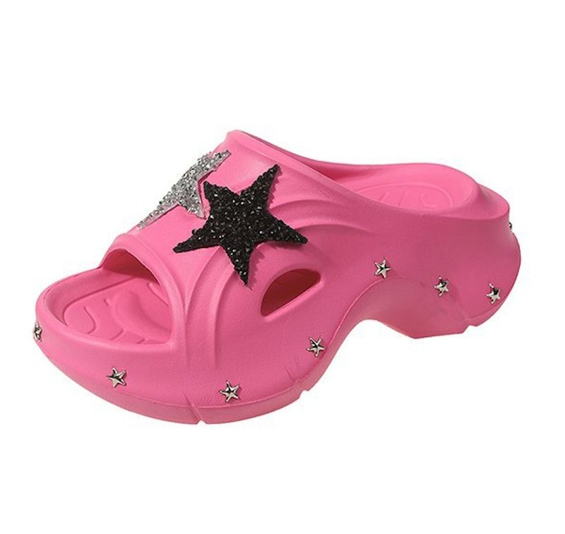 画像3: Rhinestone Star Platform Clock Sandal Slippers  ユニセックス 男女兼用厚底プラットフォームラインストーンスター星サンダル シャワーサンダル ビーチサンダル スニーカー　 (3)