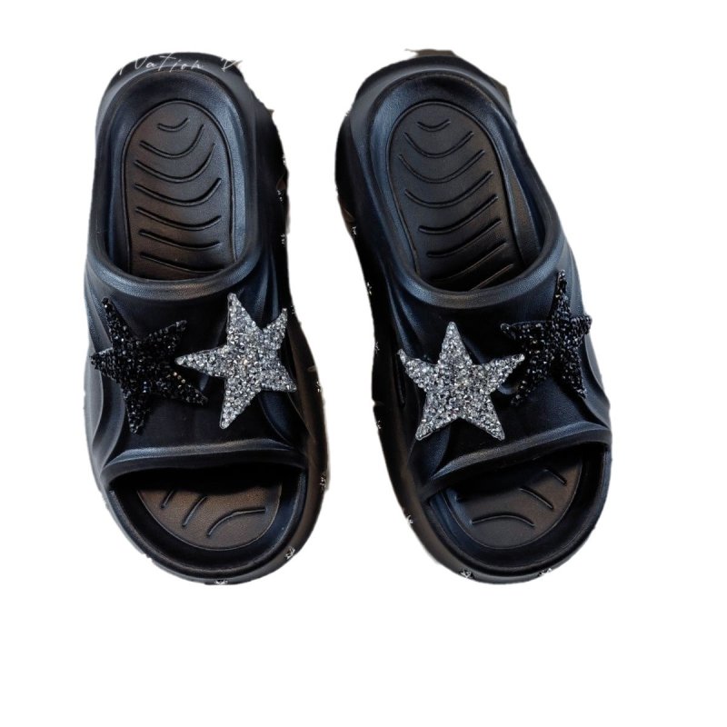 画像5: Rhinestone Star Platform Clock Sandal Slippers  ユニセックス 男女兼用厚底プラットフォームラインストーンスター星サンダル シャワーサンダル ビーチサンダル スニーカー　 (5)
