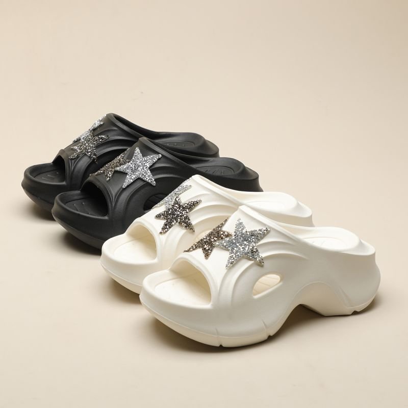 画像6: Rhinestone Star Platform Clock Sandal Slippers  ユニセックス 男女兼用厚底プラットフォームラインストーンスター星サンダル シャワーサンダル ビーチサンダル スニーカー　 (6)