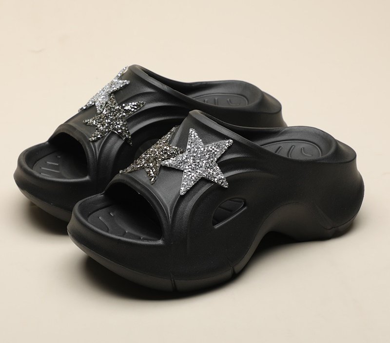 画像8: Rhinestone Star Platform Clock Sandal Slippers  ユニセックス 男女兼用厚底プラットフォームラインストーンスター星サンダル シャワーサンダル ビーチサンダル スニーカー　 (8)