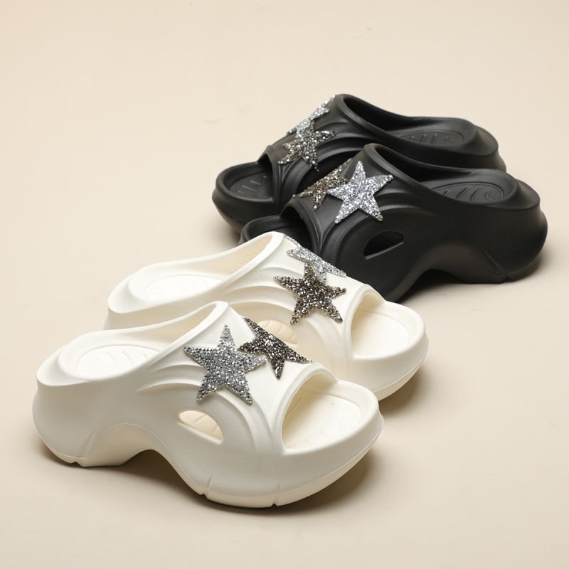 画像7: Rhinestone Star Platform Clock Sandal Slippers  ユニセックス 男女兼用厚底プラットフォームラインストーンスター星サンダル シャワーサンダル ビーチサンダル スニーカー　 (7)
