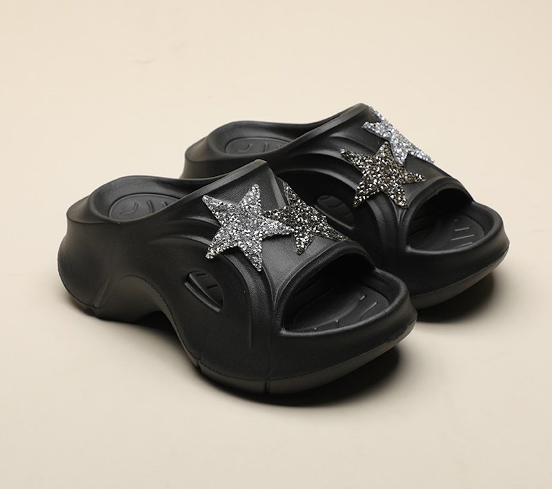 画像11: Rhinestone Star Platform Clock Sandal Slippers  ユニセックス 男女兼用厚底プラットフォームラインストーンスター星サンダル シャワーサンダル ビーチサンダル スニーカー　 (11)