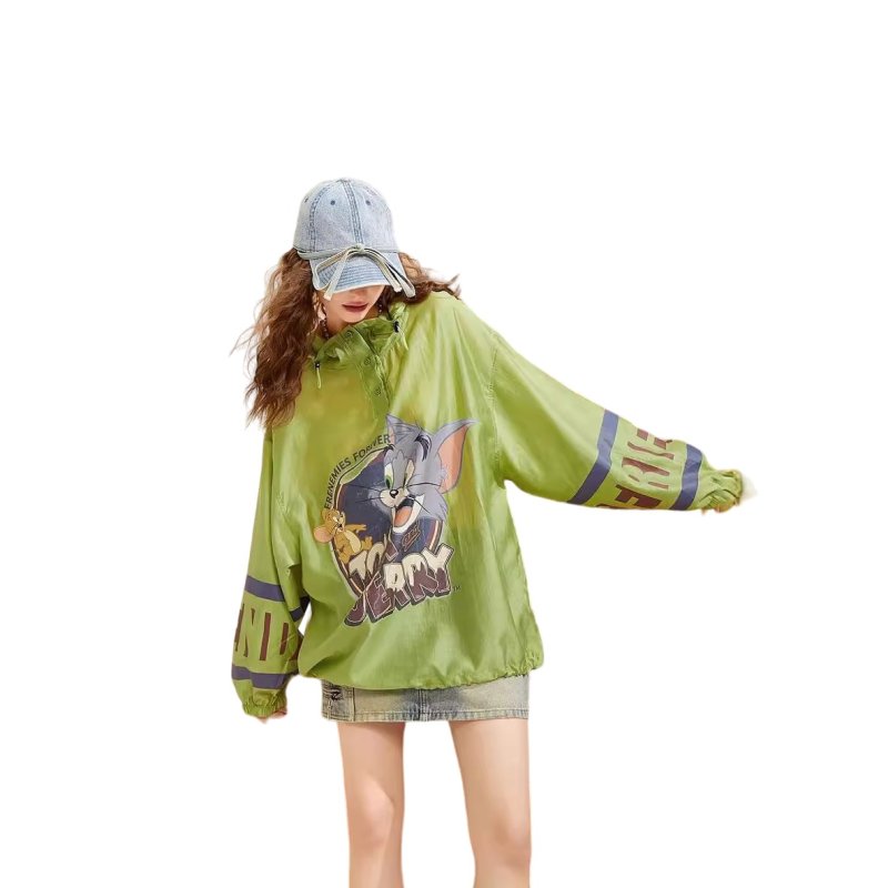 画像1: Unisex Tom and Jerry Nylon Hoodie Jacket 3 Colors 男女兼用　ユニセックス　トムとジェリー　ナイロン　フーディ　パーカー　ジャケット (1)