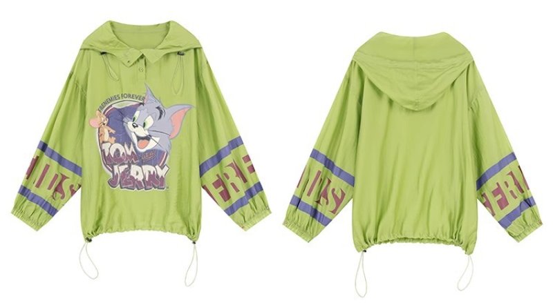 画像2: Unisex Tom and Jerry Nylon Hoodie Jacket 3 Colors 男女兼用　ユニセックス　トムとジェリー　ナイロン　フーディ　パーカー　ジャケット (2)