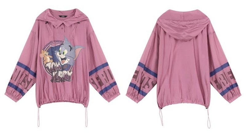 画像3: Unisex Tom and Jerry Nylon Hoodie Jacket 3 Colors 男女兼用　ユニセックス　トムとジェリー　ナイロン　フーディ　パーカー　ジャケット (3)
