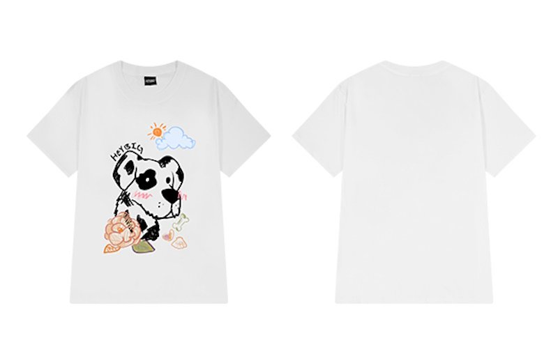 画像3:  Unisex Dalmatian Dog x Flower PrintT-shirt  Tee 男女兼用 ユニセックスダルメシアンドッグプリント　デザイン Tシャツ　Tシャツ (3)