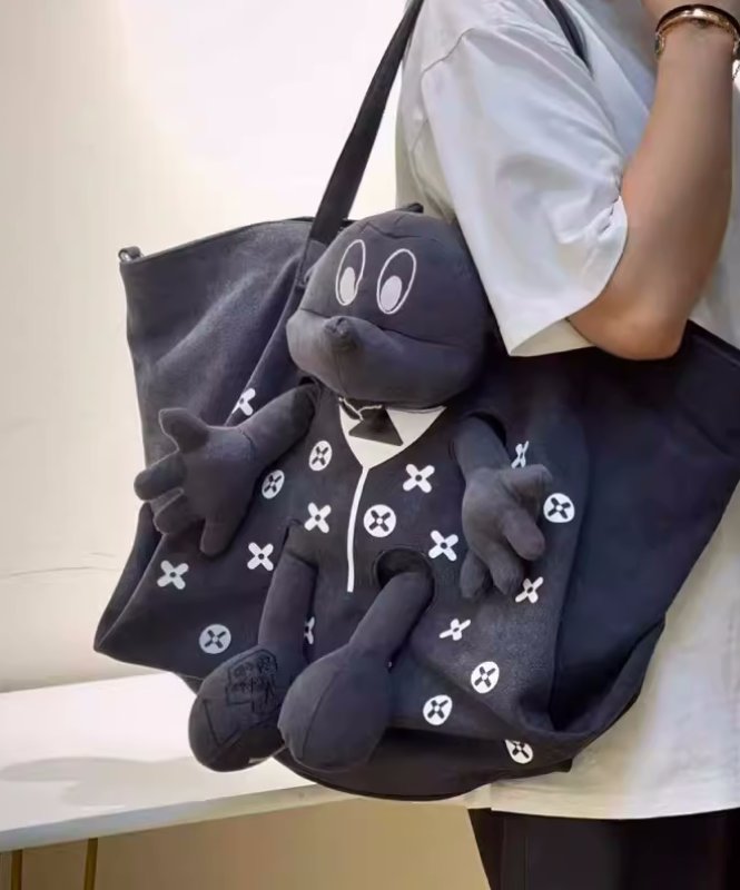 画像3: Mickey casual bag Large capacity canvas bag ミッキーマウス キャンバス カジュアル ショルダートートバッグ ミッキーマウスぬいぐるみ ショッピング バッグ (3)