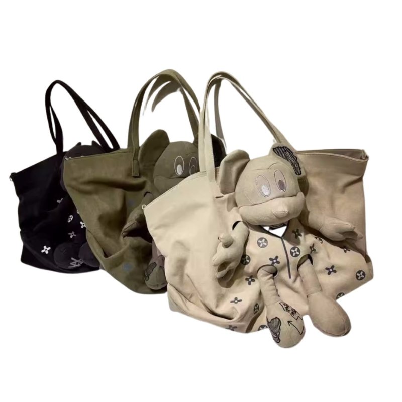 画像2: Mickey casual bag Large capacity canvas bag ミッキーマウス キャンバス カジュアル ショルダートートバッグ ミッキーマウスぬいぐるみ ショッピング バッグ (2)