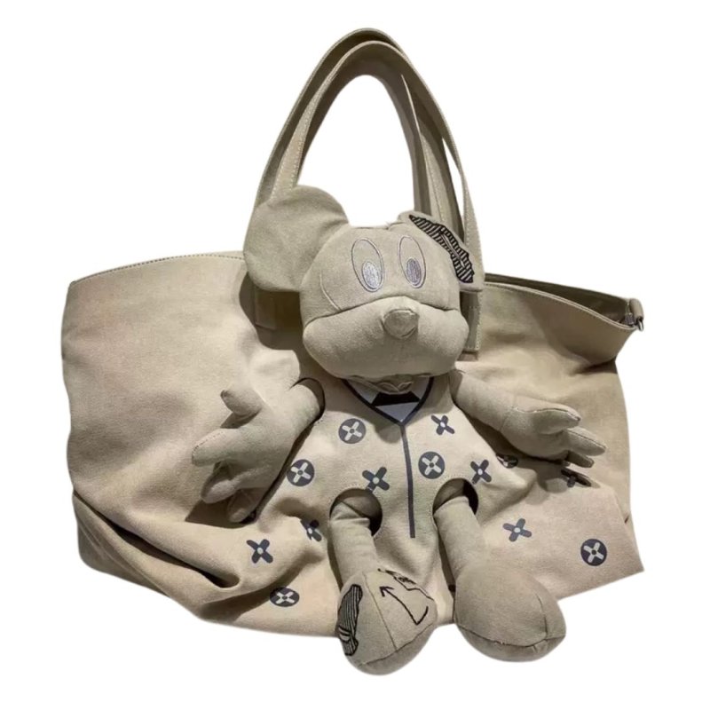 画像1: Mickey casual bag Large capacity canvas bag ミッキーマウス キャンバス カジュアル ショルダートートバッグ ミッキーマウスぬいぐるみ ショッピング バッグ (1)