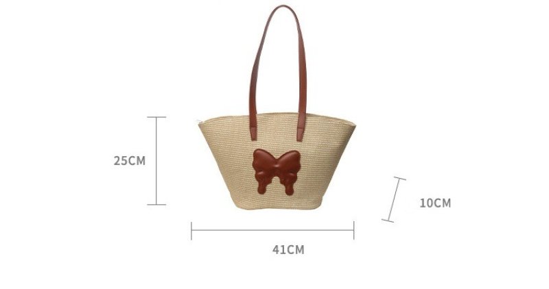 画像5: Cute Ribbon Straw Bag 4 Colors　可愛い　リボン　デザイン　カゴ　ストロー　バッグ　ハンドバッグ (5)