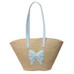 画像1: Cute Ribbon Straw Bag 4 Colors　可愛い　リボン　デザイン　カゴ　ストロー　バッグ　ハンドバッグ (1)
