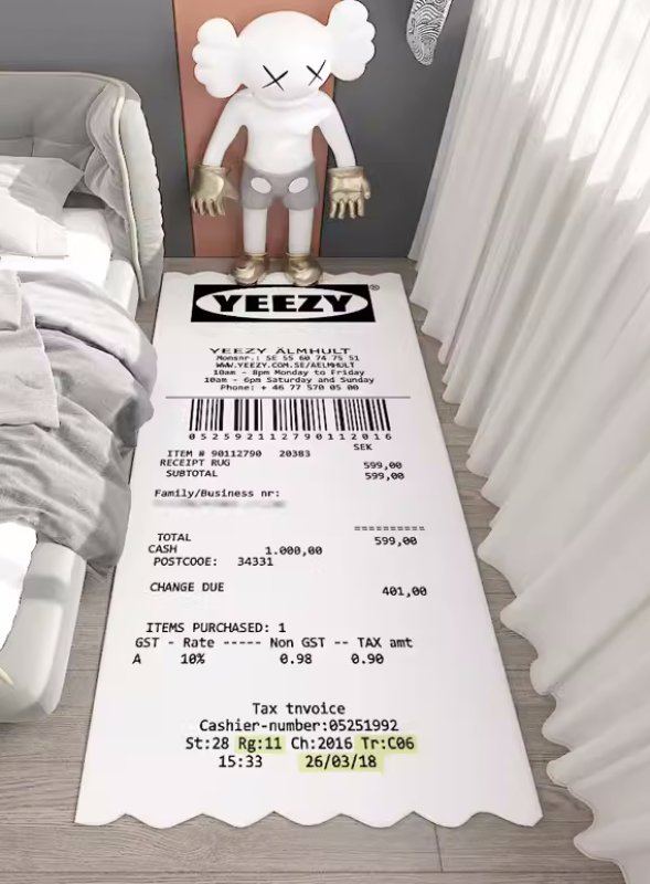 画像2: Yeezy Receipt Label Logo Rug イージー レシート風 ラグ カーペット (2)