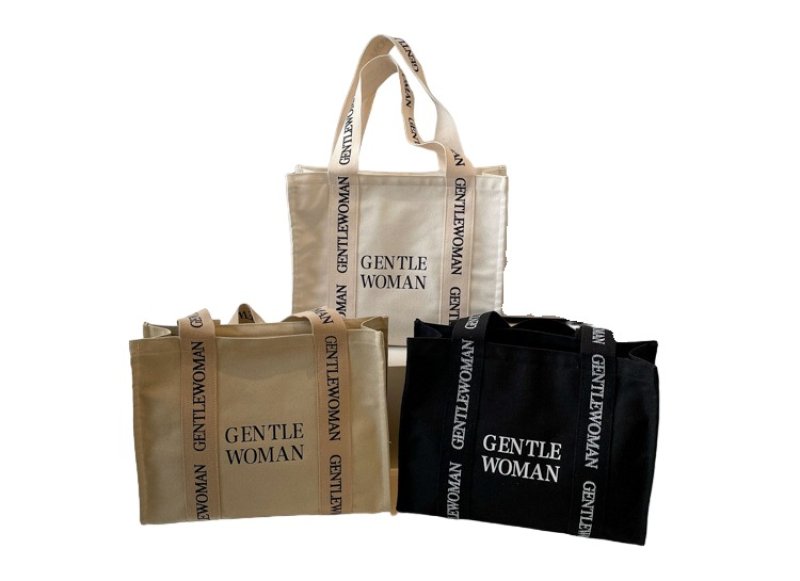 画像5: 24 Unisex Gentle Woman Logo Canvas Tote Hand Bag ユニセックス 男女兼用 ロゴ トート ハンド バッグ (5)