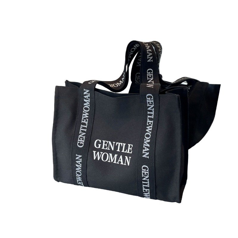 画像3: 24 Unisex Gentle Woman Logo Canvas Tote Hand Bag ユニセックス 男女兼用 ロゴ トート ハンド バッグ (3)