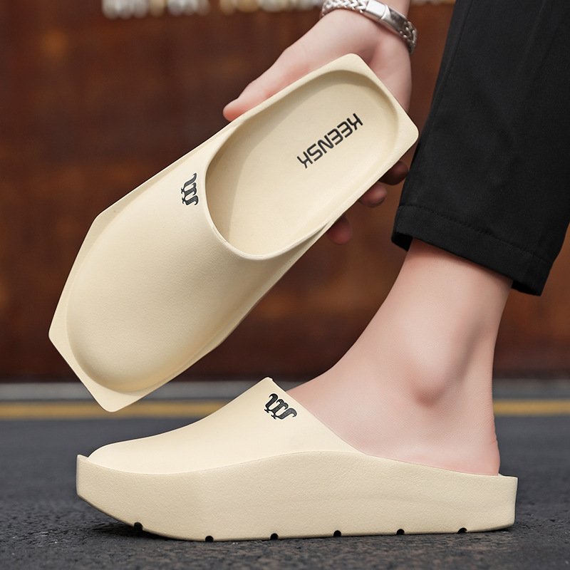 画像8: Men's Unisex thick sole comfortable personality closed toe flip flops sandal casual shoes ユニセックス 男女兼用厚底スクエアつま先シャワーサンダル スリッパ カジュアル シューズ  (8)